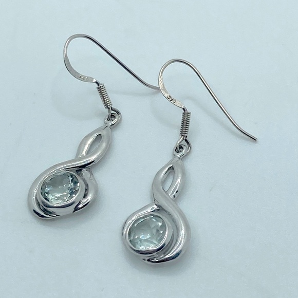 VTG Green Amethyst & Sterling Silver Infinity Figure 8 Dangle Earrings 1.6” - Picture 3 of 8